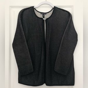 Eileen Fisher Silk/Cotton Cardigan-Black/White